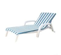 Feegow Beach Chair Cover for Outdoor Loungers - Quick-Dry Double-Faced Fleece with Secure Flap Pockets, Mint Green Stripe, 31.4 x 63 For + 9.8 in, Wind-Resistant Fit(BLUE STRIPES)