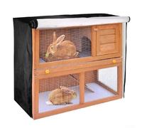 Feegow Double-Layer Pet Cage Cover - 210D Waterproof Oxford Cloth Dust Cover for 4FT Double Rabbit Hutch, Windproof & Breathable, Fits 122 x 50 x 105 cm Cages(BLACK)