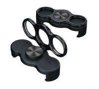 Feegow Dual-For Ring Three-Finger Phone Holder, 360° Adjustable Foldable Kickstand with Magnetic Plate, Zinc Alloy Back Clip Grip Stand for Car Mount, Stable Anti-Drop(Black)