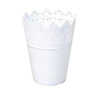 Feegow Flower pot Plastic Hollow Flower Holder Crown Lace Pierced Flower Vase Storage for All Home, Garden, Flowers, Succulents -White