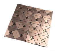 Feegow Mosaic Wall Tiles with Aluminum and Glass Composition, Perfect for Various Interior Applications Kitchen Bathroom Decorative Tile Grid Installation(Copper Color)