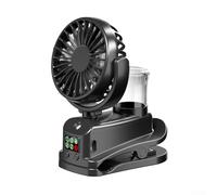 Feegow Portable Mini Clip-on Misting Fan, Rechargeable Digital Cooling Fans, 360 Degree Adjustable, 4 Speed Settings Powerful Wind For Home Office Camping(F7 is black)