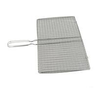 Feegow Premium Stainless Steel Grilling Basket with Long Ergonomic Handle for Outdoor Cooking - For Ideal for Steak, Seafood, Chicken, Veg and Camping BBQ(22 * 40cm)