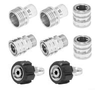 Feegow Stainless Steel And Solid Brass Pressure Washer Adapter Kit, 38 Quick Connect And M22-14mm Leak-Proof Fittings, Rustproof High Pressure Up To 5000 PSI For Outdoor Cleanin(set of eight)