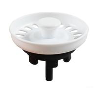 Feegow White Plastic Sink Drain Strainer Basket Cover Stopper, 74 mm for Edge Diameter, Fine Mesh for Kitchen or Washbasin, Modern Minimalist Design