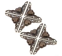 Feegow Wooden Box Corner Protectors in Antique Copper Finish - 8-Piece Iron Decorative Brackets for Furniture Edges, 34 mm x 34 mm x 47 mm, Rust-Resistant Vintage