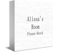 Feehiget Alissa'S Room Please Knock Wood Box Sign Decor Desk Sign Rustic Home Shelf Wall Decoration Grad Gift 5 X 5 Inches