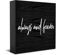 Feehiget Always And Forever Wood Box Sign,Desk Decor For Home Office,Tabletop Shelf Decor,5X5 Inch
