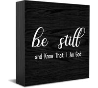 Feehiget Be Still And Know That I Am God Wood Box Sign Decor Desk Sign Rustic Home Shelf Wall Decoration Grad Gift 5 X 5 Inches