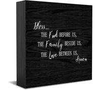 Feehiget Bless The Food Before Us Wood Box Sign Decor Desk Sign Rustic Home Shelf Wall Decoration Grad Gift 5 X 5 Inches