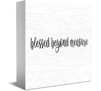 Feehiget Blessed Beyond Measure Home Office Decor Wooden Box Sign 5 X 5 Inch