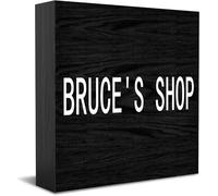 Feehiget Bruce'S Shop Wood Box Sign,Desk Decor For Home Office,Tabletop Shelf Decor,5X5 Inch