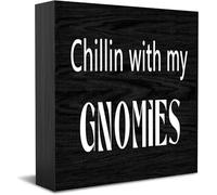 Feehiget Chillin With My Gnomies Wood Box Sign Decor Desk Sign Rustic Home Shelf Wall Decoration Grad Gift 5 X 5 Inches
