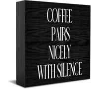 Feehiget Coffee Pairs Nicely With Silence Wood Box Sign Decor Desk Sign Rustic Home Shelf Wall Decoration Grad Gift 5 X 5 Inches