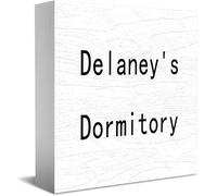 Feehiget Delaney'S Dormitory Wood Box Sign,Desk Decor For Home Office,Tabletop Shelf Decor,5X5 Inch