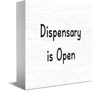 Feehiget Dispensary Is Open Wood Box Sign Decor Desk Sign Rustic Home Shelf Wall Decoration Grad Gift 5 X 5 Inches