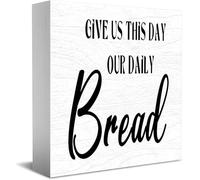 Feehiget Give Us This Day Our Daily Bread Wood Box Sign Decor Desk Sign Rustic Home Shelf Wall Decoration Grad Gift 5 X 5 Inches