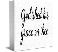 Feehiget God Shed His Grace On Thee Home Office Decor Wooden Box Sign 5 X 5 Inch