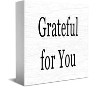 Feehiget Grateful For You Wood Box Sign Decor Desk Sign Rustic Home Shelf Wall Decoration Grad Gift 5 X 5 Inches