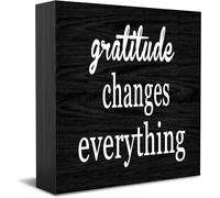 Feehiget Gratitude Changes Everything Wood Box Sign Decor Desk Sign Rustic Home Shelf Wall Decoration Grad Gift 5 X 5 Inches