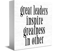 Feehiget Great Leaders Inspire Greatness In Other Home Office Decor Wooden Box Sign 5 X 5 Inch