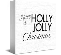Feehiget Have A Holy Jolly Christmas Wood Box Sign Decor Desk Sign Rustic Home Shelf Wall Decoration Grad Gift 5 X 5 Inches