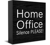 Feehiget Home Office Silence Please Wood Box Sign Decor Desk Sign Rustic Home Shelf Wall Decoration Grad Gift 5 X 5 Inches