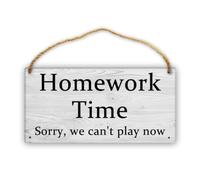 Feehiget Homework Time Sorry, We Can'T Play Now Home Hang Wall Signs,12 X 6 Inch