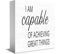 Feehiget I Am Capable Of Achieving Great Things Decor Classic Wooden Box Sign, 5 X 5 Inch