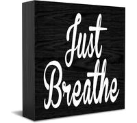 Feehiget Just Breathe God Wood Box Sign Decor Desk Sign Rustic Home Shelf Wall Decoration Grad Gift 5 X 5 Inches