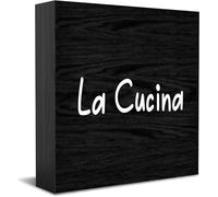 Feehiget La Cucina Wood Box Sign,Desk Decor For Home Office,Tabletop Shelf Decor,5X5 Inch
