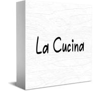 Feehiget La Cucina Wood Box Sign,Desk Decor For Home Office,Tabletop Shelf Decor,5X5 Inch