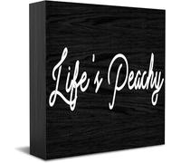 Feehiget Life'S Peachy Wood Box Sign,Desk Decor For Home Office,Tabletop Shelf Decor,5X5 Inch