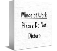 Feehiget Minds At Work Please Do Not Disturb Wood Box Sign,Desk Decor For Home Office,Tabletop Shelf Decor,5X5 Inch