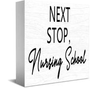 Feehiget Next Stop Nursing School Home Office Decor Wooden Box Sign 5 X 5 Inch