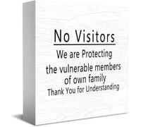 Feehiget No Visitors We Are Protecting The Vulnerable Members Of Own Family Thank You For Understanding Wooden Box Sign Decorative Funny Office Home Decor Sign For Shelf 5 X 5 Inches