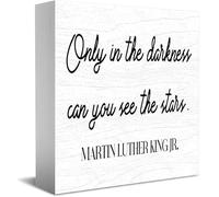 Feehiget Only In The Darkness Can You See The Stars Home Office Decor Wooden Box Sign 5 X 5 Inch