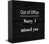 Feehiget Out Of Office Sorry I Missed You Wood Box Sign,Desk Decor For Home Office,Tabletop Shelf Decor,5X5 Inch