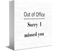 Feehiget Out Of Office Sorry I Missed You Wood Box Sign,Desk Decor For Home Office,Tabletop Shelf Decor,5X5 Inch