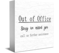 Feehiget Out Of Office Sorry We Missed You Call Us For Further Assistance Home Office Decor Wooden Box Sign 5 X 5 Inch