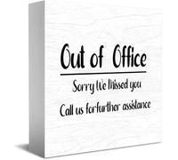 Feehiget Out Of The Office Sorry We Missed You Call For Assistance Wood Box Sign Decor Desk Sign Rustic Home Shelf Wall Decoration Grad Gift 5 X 5 Inches