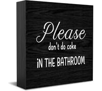 Feehiget Please Don'T Do Coke In The Bathroom Wood Box Sign Decor Desk Sign Rustic Home Shelf Wall Decoration Grad Gift 5 X 5 Inches
