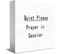 Feehiget Quiet Please Prayer In Session Wood Box Sign Decor Desk Sign Rustic Home Shelf Wall Decoration Grad Gift 5 X 5 Inches