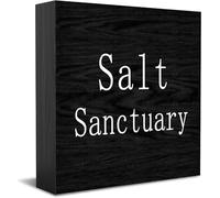 Feehiget Salt Sanctuary Wood Box Sign Decor Desk Sign Rustic Home Shelf Wall Decoration Grad Gift 5 X 5 Inches