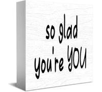 Feehiget So Glad You'Re You Home Office Decor Wooden Box Sign 5 X 5 Inch