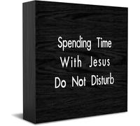 Feehiget Spending Time With Jesus Do Not Disturb Wood Box Sign,Desk Decor For Home Office,Tabletop Shelf Decor,5X5 Inch