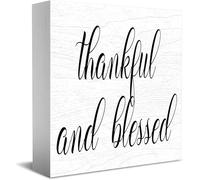 Feehiget Thankful And Blessed Wood Box Sign Decor Desk Sign Rustic Home Shelf Wall Decoration Grad Gift 5 X 5 Inches