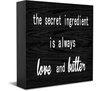 Feehiget The Secret Ingredient Is Always Love And Butter Wood Box Sign Decor Desk Sign Rustic Home Shelf Wall Decoration Grad Gift 5 X 5 Inches