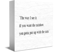 Feehiget The Way I See It, If You Want The Rainbow, You Gotta Put Up With The Rain Home Office Decor Wooden Box Sign 5 X 5 Inch