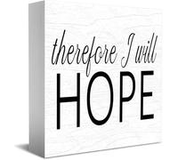 Feehiget Therefore I Will Hope Home Office Decor Wooden Box Sign 5 X 5 Inch